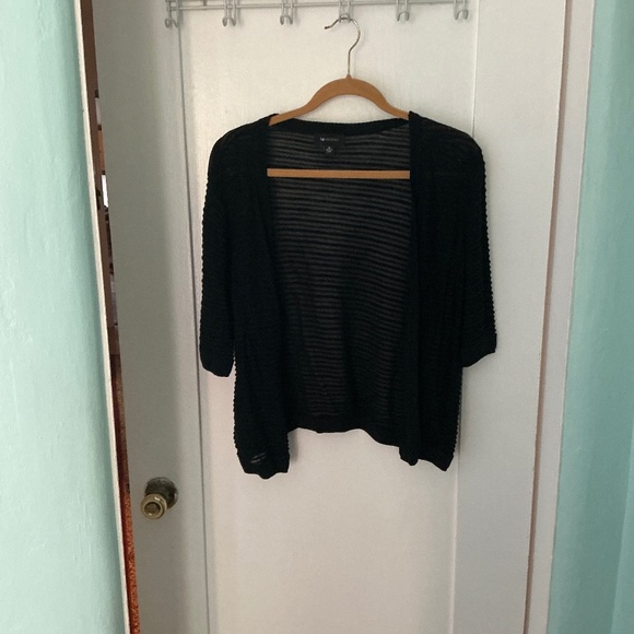 Black Sheer Open-Front Cardigan – Lightweight Layering Piece, Size XL - Picture 1 of 4